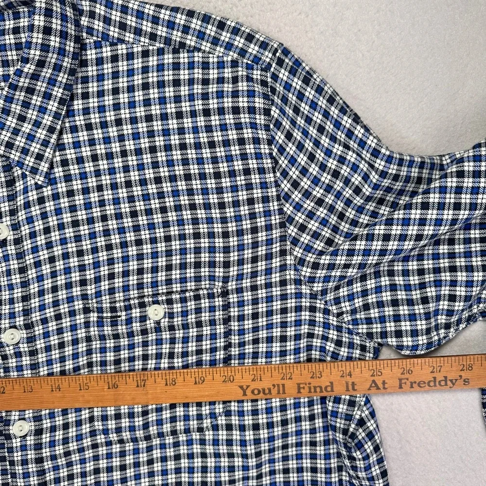 J.Crew Workshirt Mens XL Blue Windowpane Plaid Long Sleeve Flannel Button‎ Up